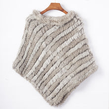 Load image into Gallery viewer, ETHEL ANDERSON Real Fur Knitted Rabbit Fur Poncho Vest Vest Fashion Wrap Coat Vtg Shawl Lady Natural Fur Wedding Party Wholesale