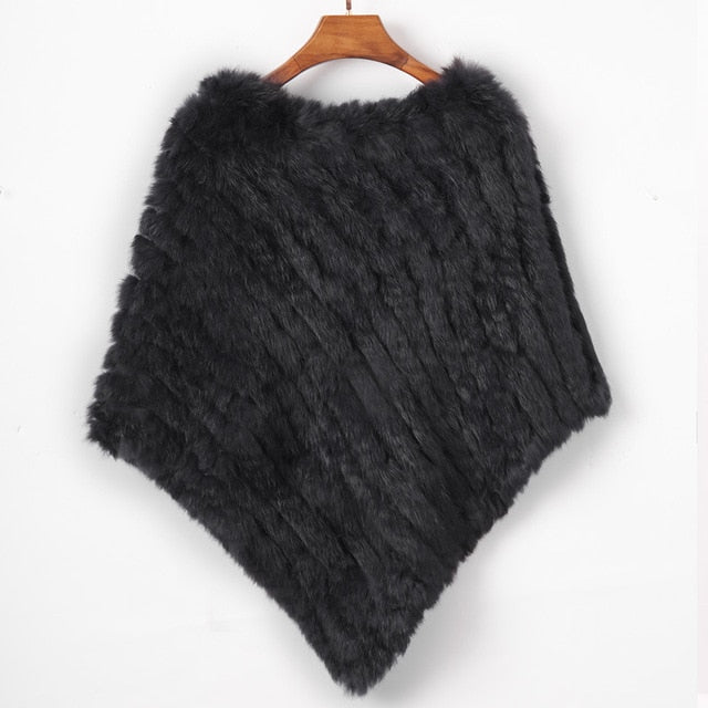 ETHEL ANDERSON Real Fur Knitted Rabbit Fur Poncho Vest Vest Fashion Wrap Coat Vtg Shawl Lady Natural Fur Wedding Party Wholesale