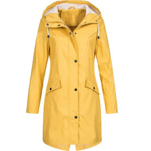 Load image into Gallery viewer, Women Fashion Long Sleeve Hooded Raincoat Windbreaker Hiking Ladies Casual Solid Color Outdoor Waterproof Trench Coats