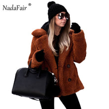 Load image into Gallery viewer, Nadafair Casual Teddy Coat Winter Fleece Plus Size Warm Thick Faux Fur Jacket Coat Women Pockets Plush Overcoat Outwear