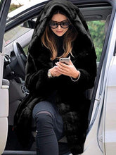 Load image into Gallery viewer, New Fashion Real Mink Fur Winter Coat For Women With Hoods Nature Full Pelt Fur Luxury Jackets Black Overcoat Trench