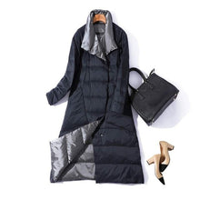 Load image into Gallery viewer, Fitaylor Plus Size Women Double Sided Down Long Jacket White Duck Down Coat Winter Double Breasted Warm Parkas Snow Outwear