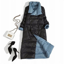 Load image into Gallery viewer, Fitaylor Plus Size Women Double Sided Down Long Jacket White Duck Down Coat Winter Double Breasted Warm Parkas Snow Outwear