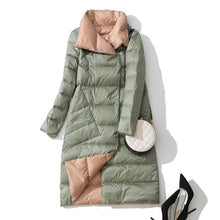 Load image into Gallery viewer, Fitaylor Plus Size Women Double Sided Down Long Jacket White Duck Down Coat Winter Double Breasted Warm Parkas Snow Outwear