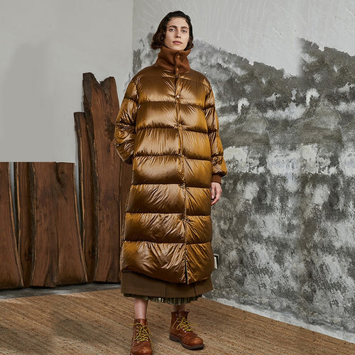 Original Design 2019 Women Winter Thick Warm Casual Loose Coffee Long White Duck Down Jacket Reversible Puffer Coat veste femme