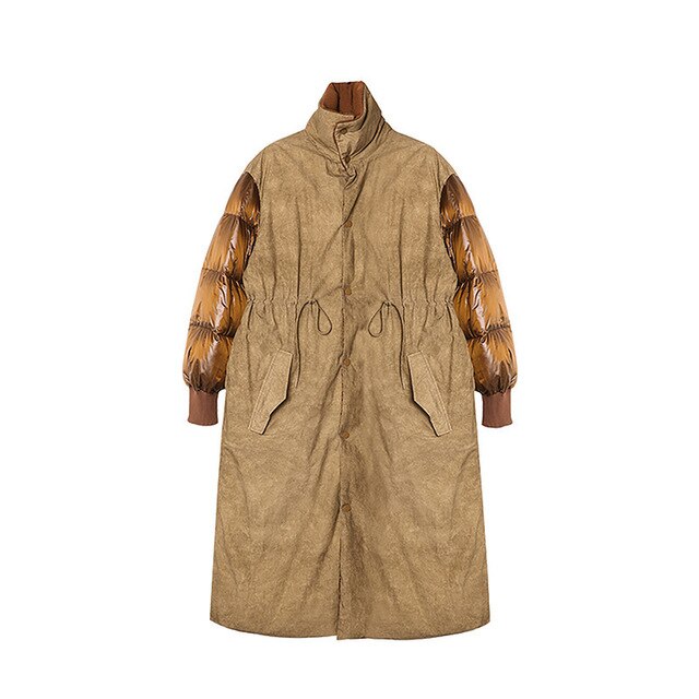 Original Design 2019 Women Winter Thick Warm Casual Loose Coffee Long White Duck Down Jacket Reversible Puffer Coat veste femme