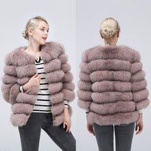 Load image into Gallery viewer, 100% true fur coat Women&#39;s warm and stylish natural fox fur jacket vest leather coat Natural fur coats  Free shipping