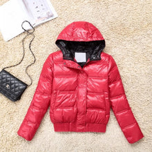 Load image into Gallery viewer, FTLZZ Winter Real Raccoon Fur Down Jacket Women Hooded Slim White Duck Down Short Parkas Coat Female Black Khaki Snow Outwear