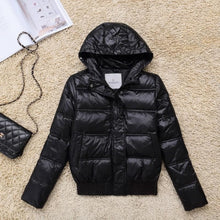 Load image into Gallery viewer, FTLZZ Winter Real Raccoon Fur Down Jacket Women Hooded Slim White Duck Down Short Parkas Coat Female Black Khaki Snow Outwear