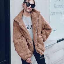 Load image into Gallery viewer, Elegant Faux Fur Coat Women 2019 Autumn Winter Thick Warm Soft Fleece Jacket Female Pocket Zipper Overcoat Bear Teddy Coat 3XL