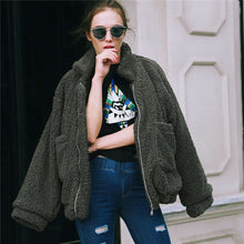 Load image into Gallery viewer, Elegant Faux Fur Coat Women 2019 Autumn Winter Thick Warm Soft Fleece Jacket Female Pocket Zipper Overcoat Bear Teddy Coat 3XL