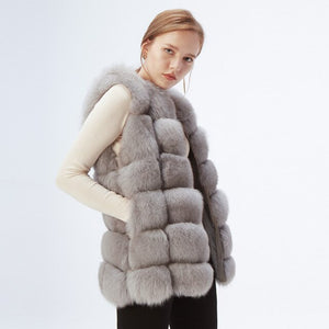 100% Imported Finland Real Fox Fur Vest Natural Whole Fox Fur Vest Gilet Women Standard Covered Jackets Coat Plus Size 3XL