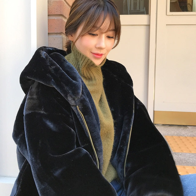 Casual Style Hooded Warm Outwear Winter Women Faux Fur Thick Teddy Bear Coat 2019 Fashion Female Overcoat
