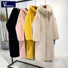Load image into Gallery viewer, Vangull Winter Women High Quality Faux Rabbit Fur Coat Luxury Long Fur Coat Loose Hooded OverCoat Thick Warm Female Plush Coats
