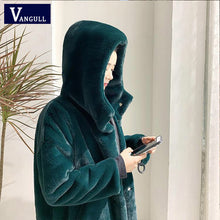 Load image into Gallery viewer, Vangull Winter Women High Quality Faux Rabbit Fur Coat Luxury Long Fur Coat Loose Hooded OverCoat Thick Warm Female Plush Coats