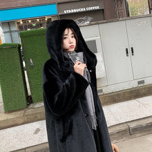Load image into Gallery viewer, Vangull Winter Women High Quality Faux Rabbit Fur Coat Luxury Long Fur Coat Loose Hooded OverCoat Thick Warm Female Plush Coats