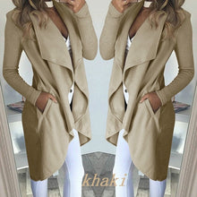 Load image into Gallery viewer, 2019 Womens Long Sleeve Trench Coat Ladies Cardigan Overcoat Jumper Plus Size XXL Autumn Winter Fashion Clothes