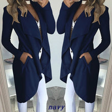 Load image into Gallery viewer, 2019 Womens Long Sleeve Trench Coat Ladies Cardigan Overcoat Jumper Plus Size XXL Autumn Winter Fashion Clothes
