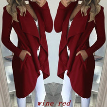Load image into Gallery viewer, 2019 Womens Long Sleeve Trench Coat Ladies Cardigan Overcoat Jumper Plus Size XXL Autumn Winter Fashion Clothes