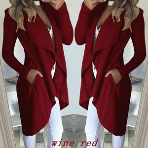 2019 Womens Long Sleeve Trench Coat Ladies Cardigan Overcoat Jumper Plus Size XXL Autumn Winter Fashion Clothes