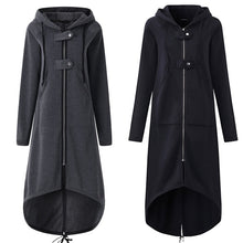 Load image into Gallery viewer, 2020 Women Autumn Fashion Coat Long Sleeve Black Hooded Trench Coat Female Autumn Hooded Zipper Overcoat Long Trench Coat