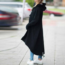 Load image into Gallery viewer, 2020 Women Autumn Fashion Coat Long Sleeve Black Hooded Trench Coat Female Autumn Hooded Zipper Overcoat Long Trench Coat