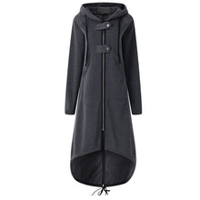 Load image into Gallery viewer, 2020 Women Autumn Fashion Coat Long Sleeve Black Hooded Trench Coat Female Autumn Hooded Zipper Overcoat Long Trench Coat