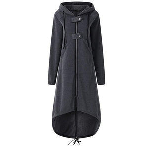 2020 Women Autumn Fashion Coat Long Sleeve Black Hooded Trench Coat Female Autumn Hooded Zipper Overcoat Long Trench Coat