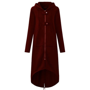 2020 Women Autumn Fashion Coat Long Sleeve Black Hooded Trench Coat Female Autumn Hooded Zipper Overcoat Long Trench Coat