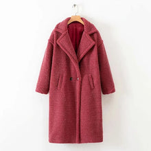 Load image into Gallery viewer, Winter red pink teddy coat women faux fur coat vintage Thick Warm long winter coat women teddy jacket lady Lambswool outwear