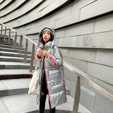 Load image into Gallery viewer, Women Long Hooded Glossy Oversize Winter Down Coat Female Slim Jacket Thick Warm Cotton Padded Wadded Parkas Big Pocket