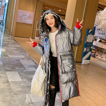Load image into Gallery viewer, Women Long Hooded Glossy Oversize Winter Down Coat Female Slim Jacket Thick Warm Cotton Padded Wadded Parkas Big Pocket
