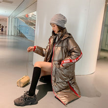 Load image into Gallery viewer, Women Long Hooded Glossy Oversize Winter Down Coat Female Slim Jacket Thick Warm Cotton Padded Wadded Parkas Big Pocket