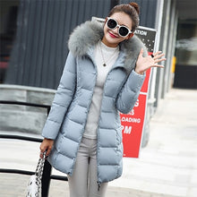 Load image into Gallery viewer, Winter Mid-long Hooded Down Coats Women Fashion Solid Loose Thicken Cotton Jackets Coats Female Warm Plus Size Korean Parkas New