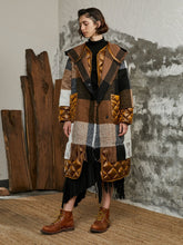 Load image into Gallery viewer, Original Design Winter Women Casual Loose Personality Fake Two Pieces Plaid Wool Patchwork Tassel Hooded White Duck Down Jacket