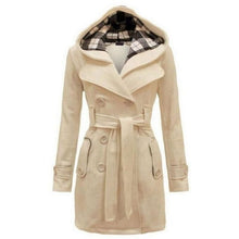 Load image into Gallery viewer, Winter Women Jacket New Casual Solid Color Hooded Coat Belt Double-breasted Dense Mid-long Thick Coat Long Jacket Women S-3XL