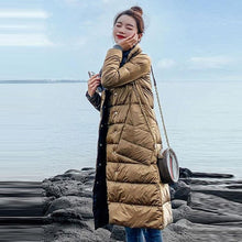 Load image into Gallery viewer, Fitaylor Women Double Sided Down Long Jacket Winter  Double Breasted Warm Parkas White Duck Down Coat