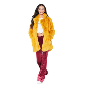 FHILLINUO long women's faux fur coat hot sale casual  solid loose soft rabbit fur outwear for female 7 color to choose