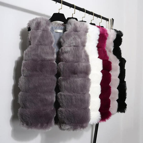 High Quality Women's Sleeveless Vest Coat Luxury Faux Fur Vest Warm Women Coat Vests Winter Fashion Furs Women's Coats Jacket