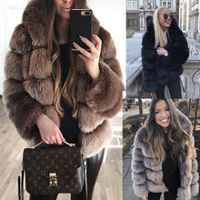 Load image into Gallery viewer, Womens Coat Women Fashion Luxury Faux Fur Coat Hooded Autumn Winter Warm Long Coat