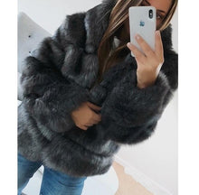 Load image into Gallery viewer, Womens Coat Women Fashion Luxury Faux Fur Coat Hooded Autumn Winter Warm Long Coat