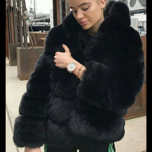 Mazefeng Womens Hoodie Fluffy Fur Coat Fleece Long Sleeve Winter Outdoor Parka Jacket Top  Womens Thickness Coats Windbreaker