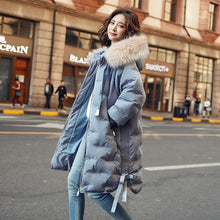 Load image into Gallery viewer, 2019 New Winter Women Big Fur Collar Oversize Down Long Coat Female Thick Warm Hooded White Duck Down Jacket Parka