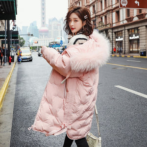 2019 New Winter Women Big Fur Collar Oversize Down Long Coat Female Thick Warm Hooded White Duck Down Jacket Parka