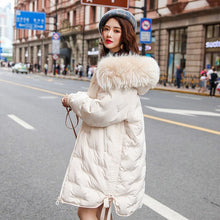 Load image into Gallery viewer, 2019 New Winter Women Big Fur Collar Oversize Down Long Coat Female Thick Warm Hooded White Duck Down Jacket Parka