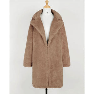 Fashion Long Faux Fur Coat Women Autumn Winter Warm Soft Teddy Coat Outwear Casual Fur Jacket Female Pocket Overcoat