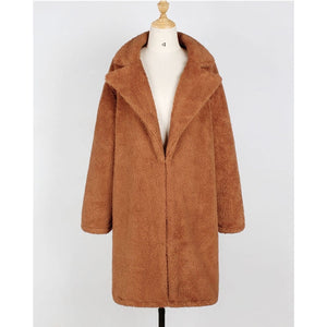 Fashion Long Faux Fur Coat Women Autumn Winter Warm Soft Teddy Coat Outwear Casual Fur Jacket Female Pocket Overcoat