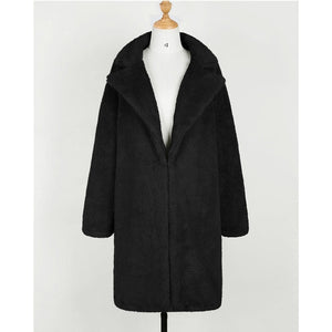 Fashion Long Faux Fur Coat Women Autumn Winter Warm Soft Teddy Coat Outwear Casual Fur Jacket Female Pocket Overcoat