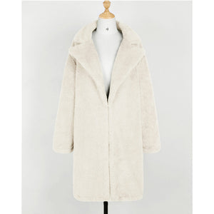 Fashion Long Faux Fur Coat Women Autumn Winter Warm Soft Teddy Coat Outwear Casual Fur Jacket Female Pocket Overcoat