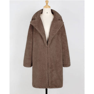 Fashion Long Faux Fur Coat Women Autumn Winter Warm Soft Teddy Coat Outwear Casual Fur Jacket Female Pocket Overcoat